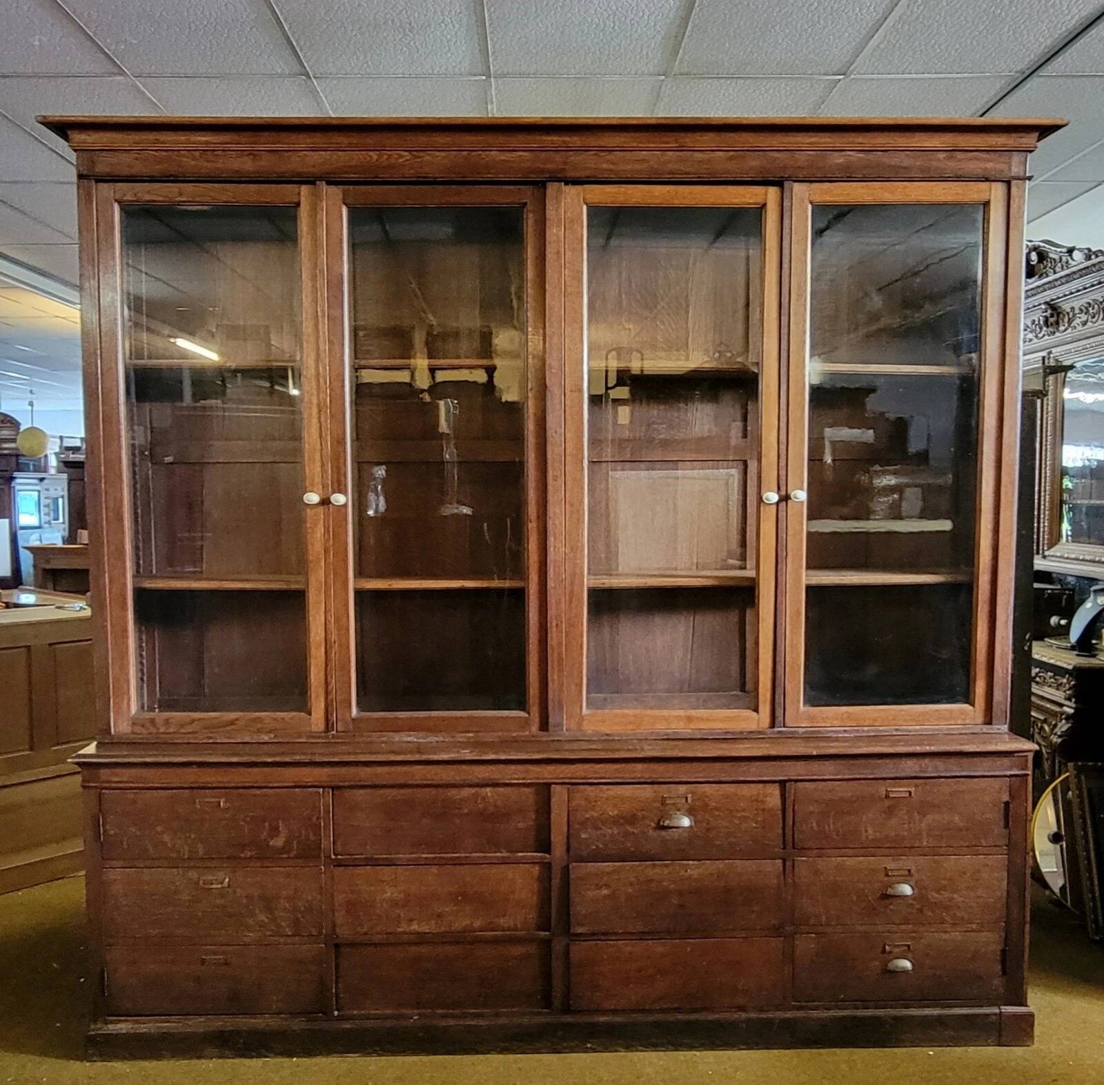 Large, generously sized solid oak display case