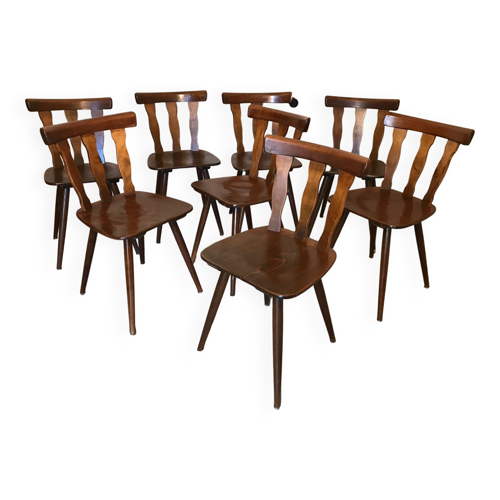 Set of 8 vintage brasserie chairs