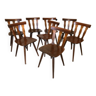 Set of 8 vintage brasserie chairs
