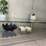 Table basse double plateau laiton et verre