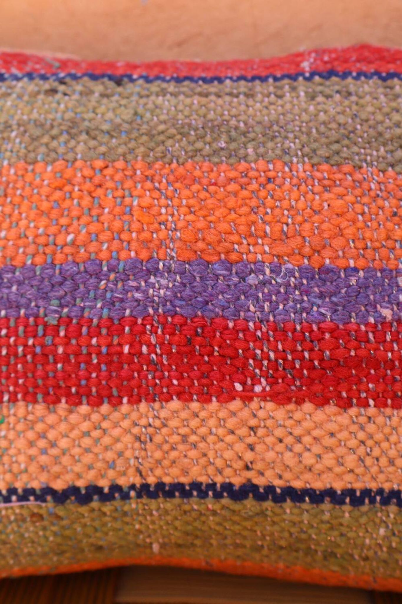 Colorful striped wool haik cushion