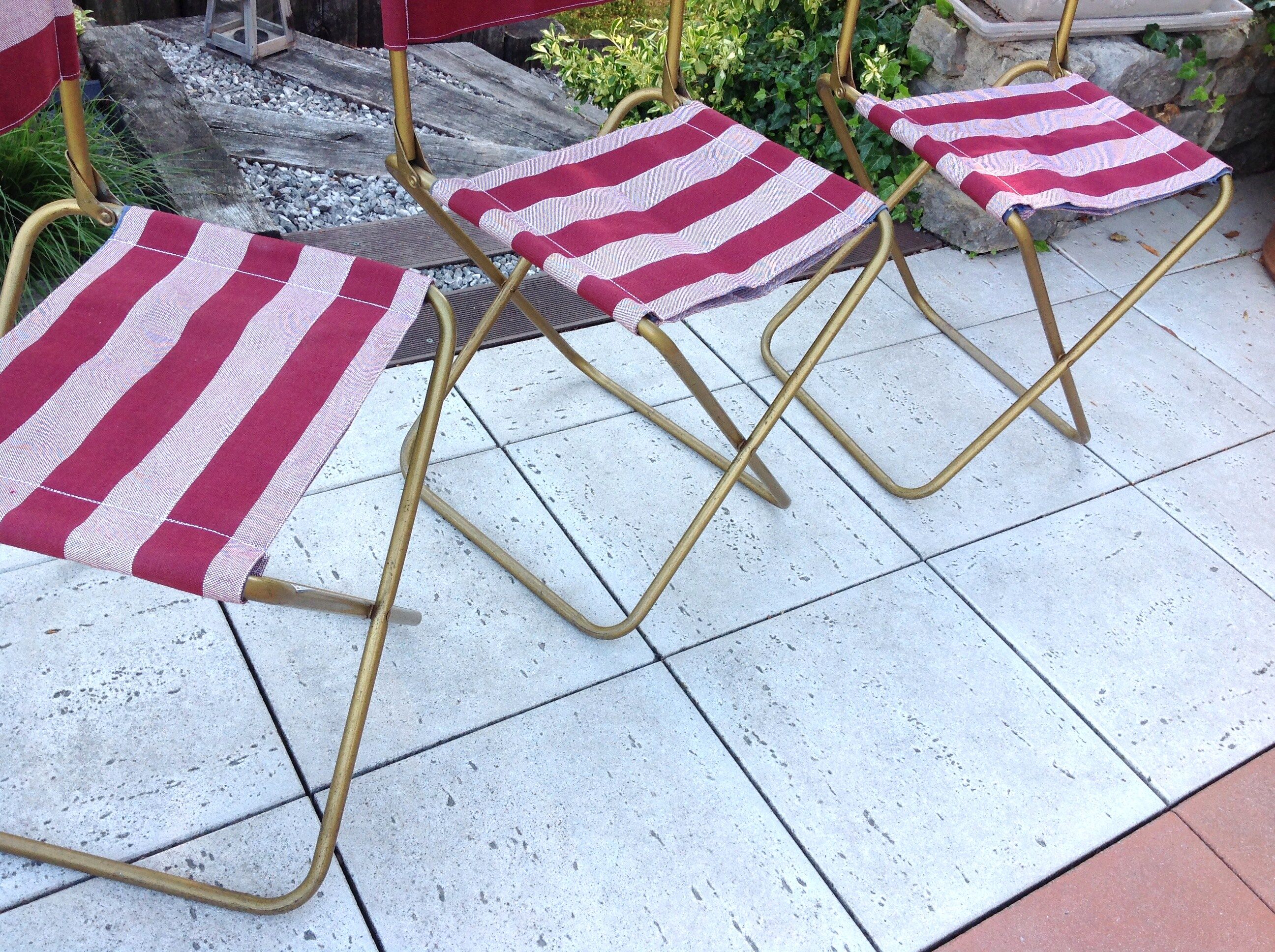 Suite de trois chaise pliante de camping Lafuma vintage années 70