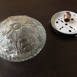 Round structured glass ceiling light / vintage 60s-70s