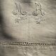 Hemp sheet embroidered MR very old seam central days crossed