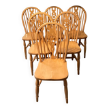 Set of 6 Dutch chairs in solid beech wood.