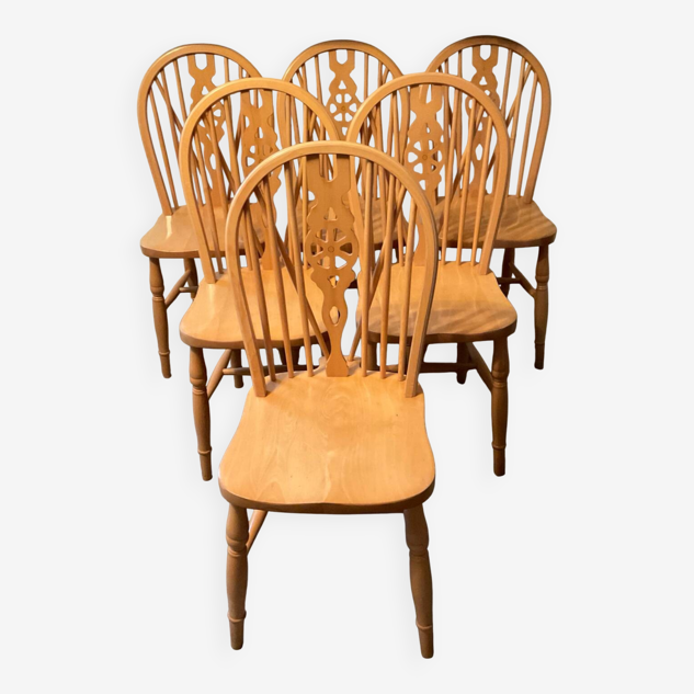 Série de 6 chaises hollandaises en hêtre massif