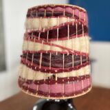 Vintage black ceramic lamp with hand-woven wool shade