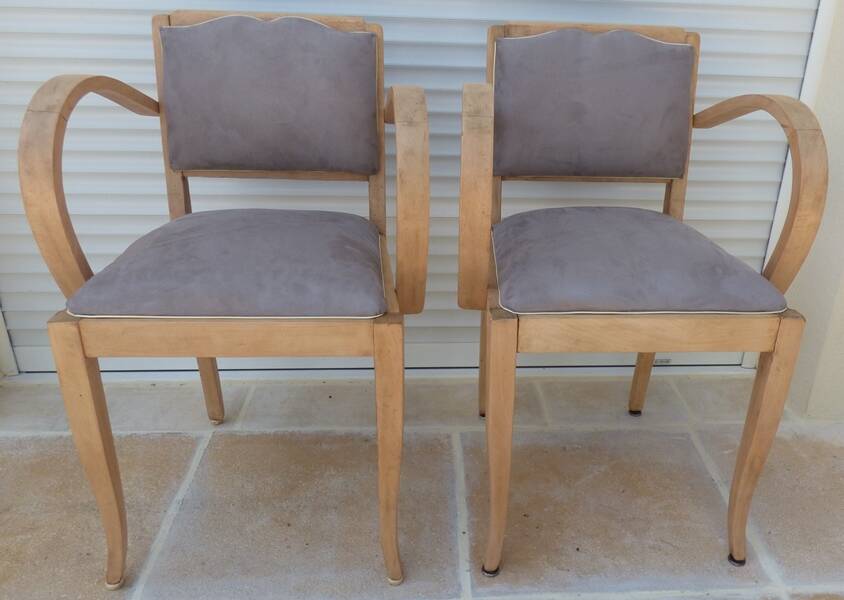 2 chic mustache bridge armchairs from the 50s, fully restored