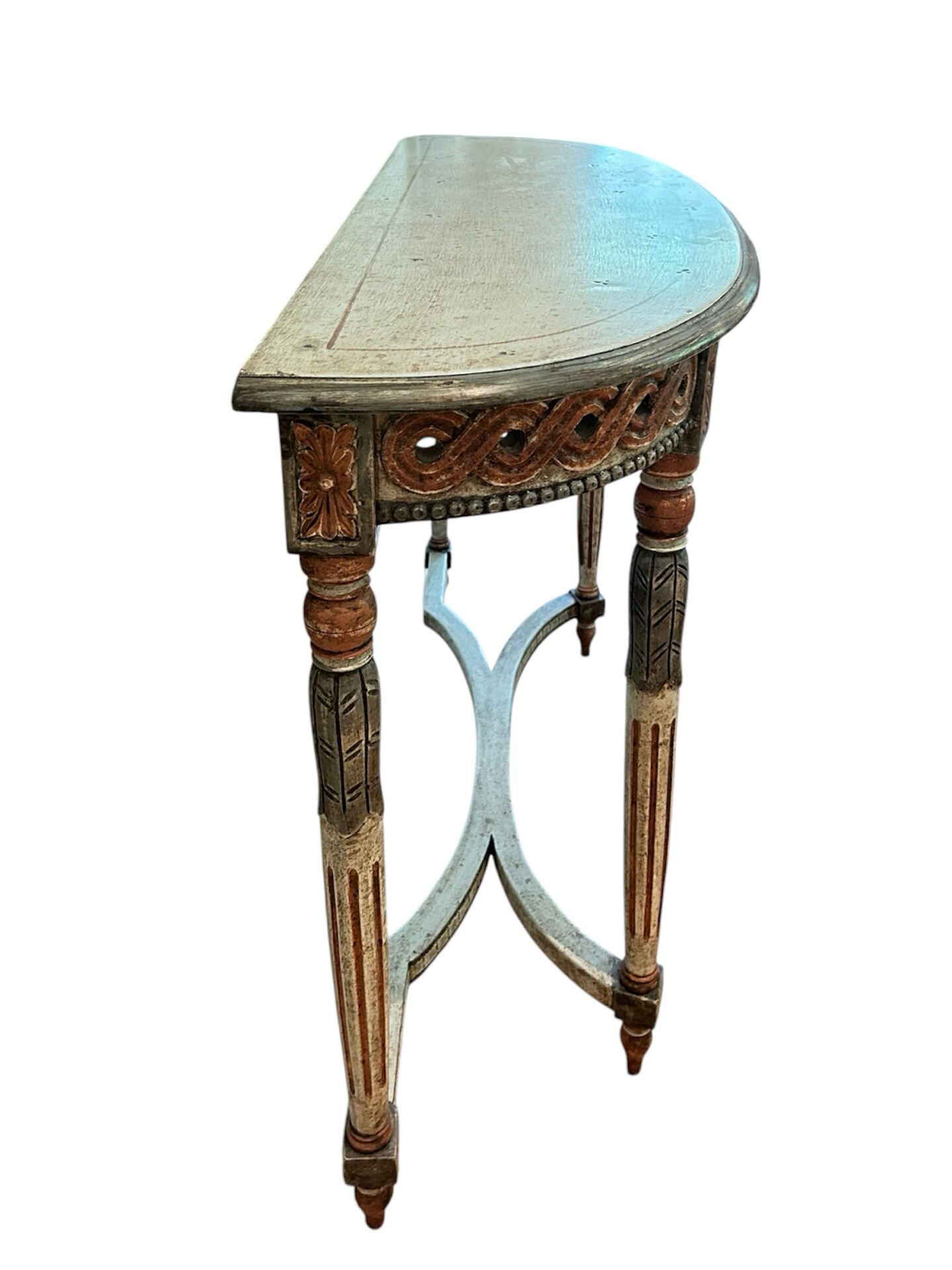 Louis XVI Style Demi-Lune Console – Painted and Gilt, Probably Italian