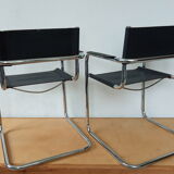 Leather and chrome armchair from the 70s/80s