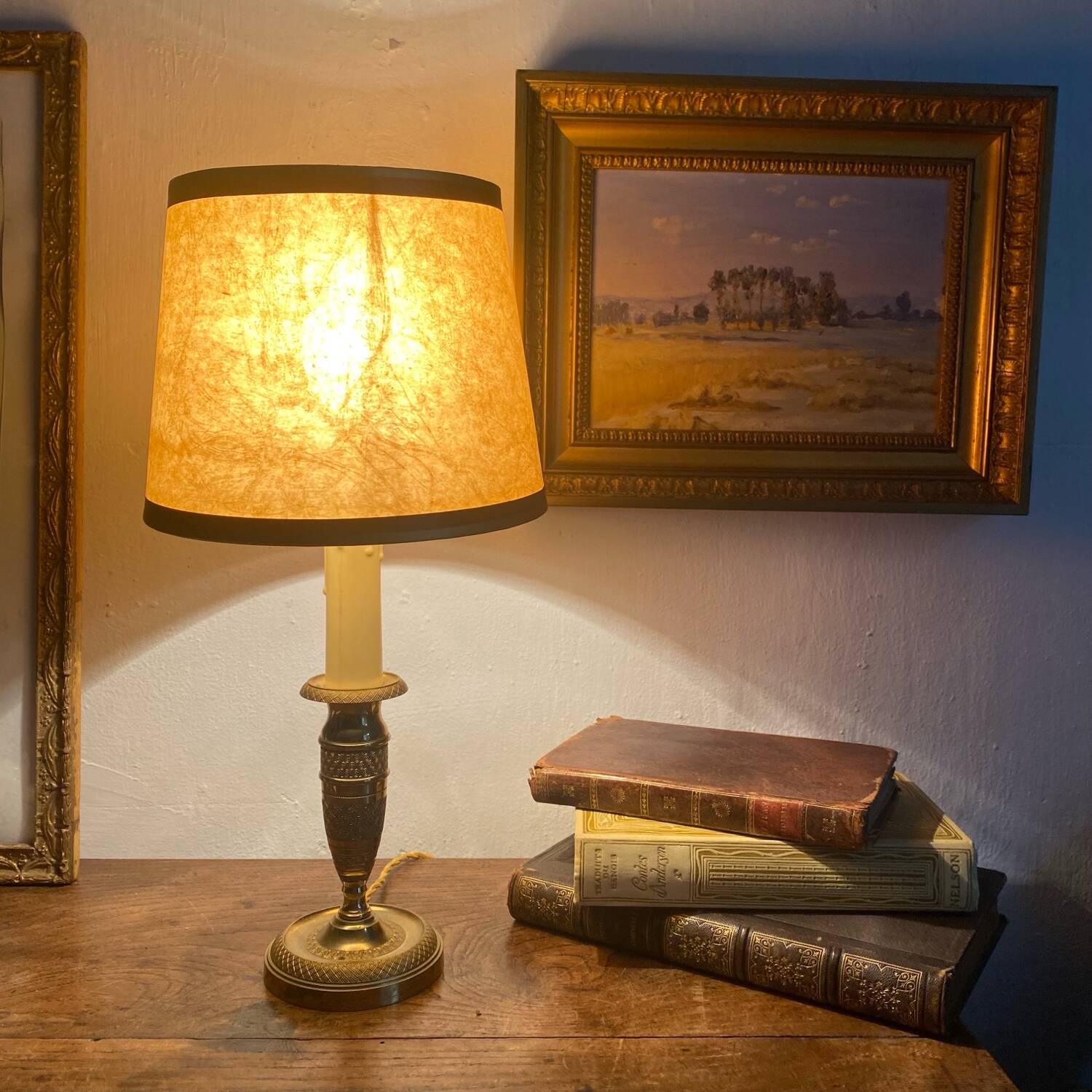 Brass candlestick style lamp