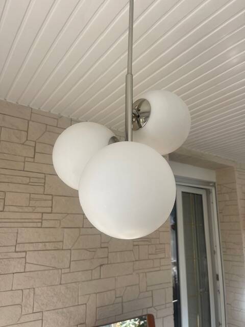 Opaline spaceage pendant light 1970 chrome