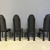 Postmodern lacquered wood italian dining chairs, 1980s