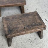 Small stool, side stool in old teak, footrest