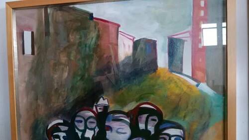 Oil on Canvas Abstract Painting Eros Bortolotti "The Leonka Returns to May"