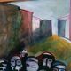 Oil on Canvas Abstract Painting Eros Bortolotti "The Leonka Returns to May"