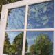 Old oak entrance door with glass H209xL116cm 18th century multi-point lock