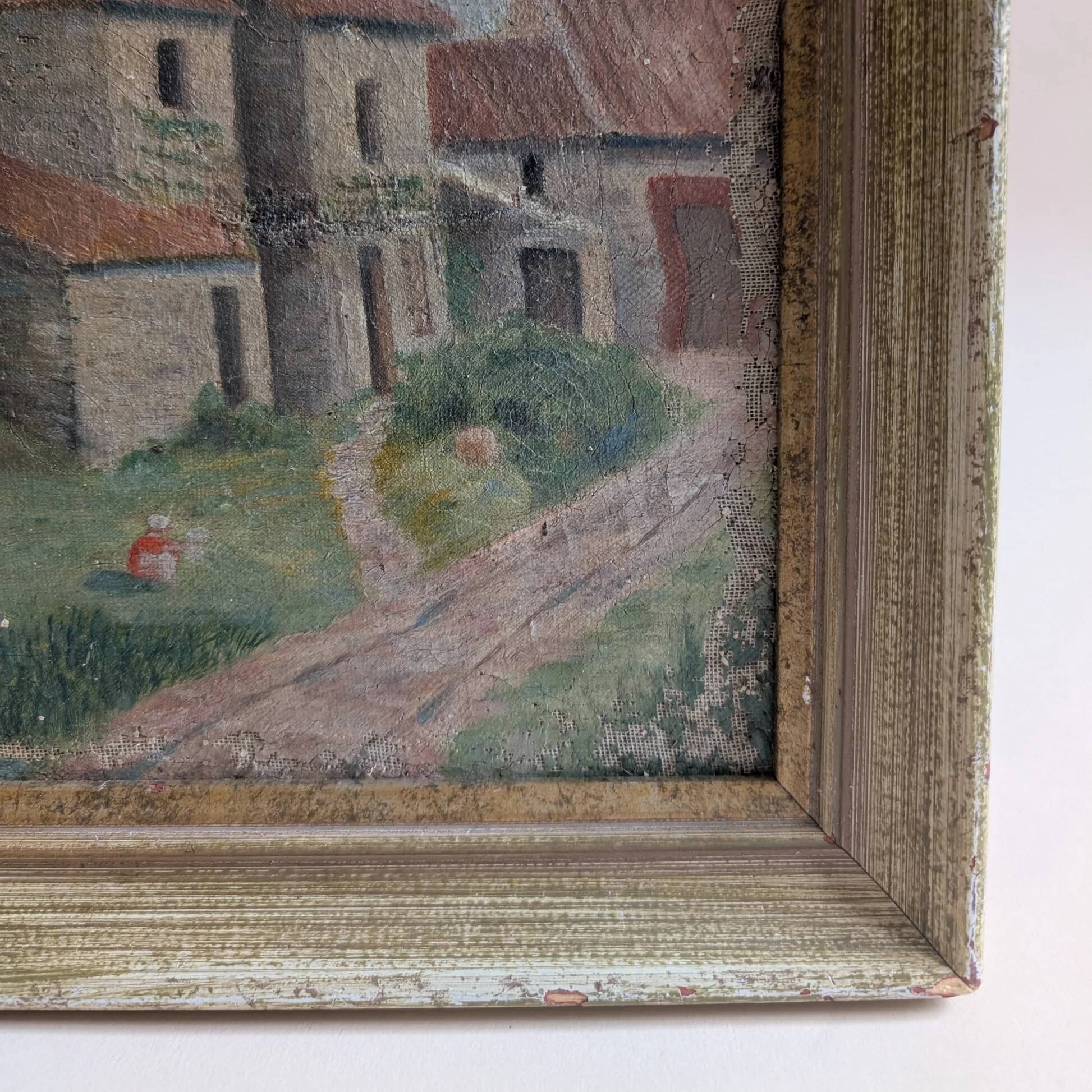 Old painting, village