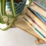 Vintage rattan low stool, 60s