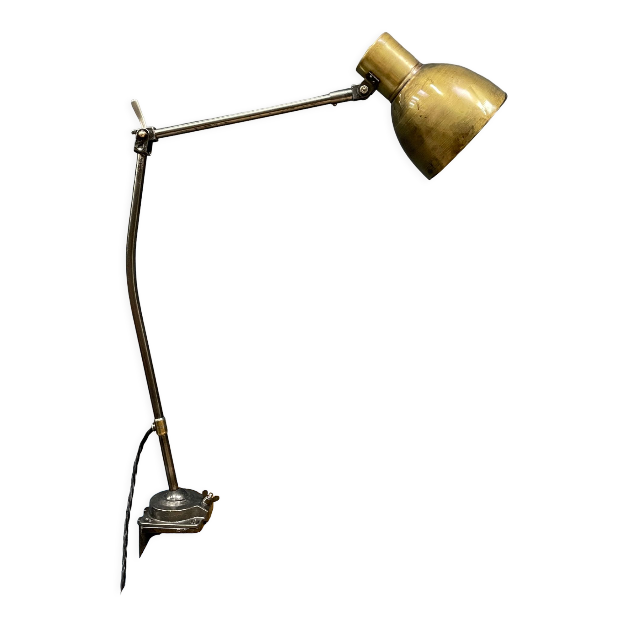 Industria rotterdam clamp lamp with brass shade