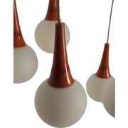 Orange and white 5 ball Space Age pendant lamp