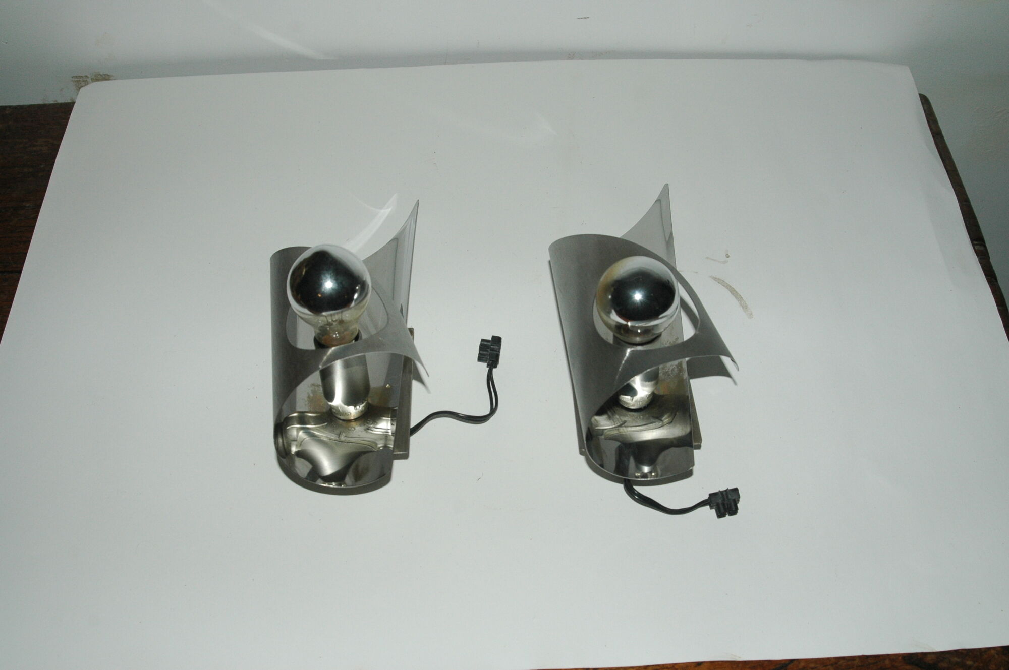 lot of 2 70's brushed aluminum wall light