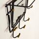 Black and gold brass wall-mounted coat rack / hat rack, 1950s