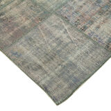 Handwoven turkish contemporary 204 cm x 304 cm grey patchwork carpet