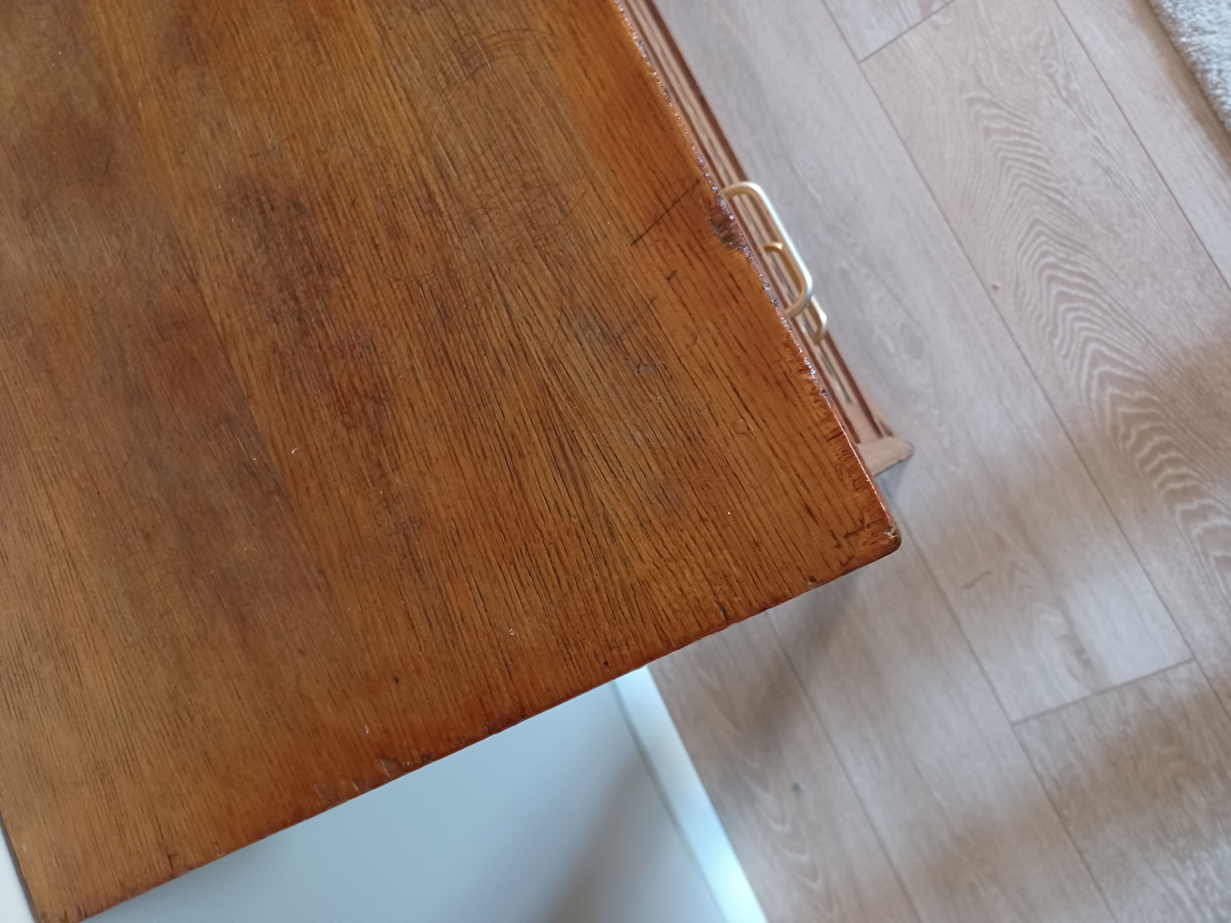 Commode bois et rotin vintage années 50