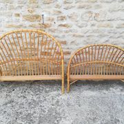 Tête et pied de lit corbeille en rotin