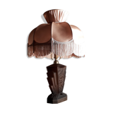 Pressed moulded glass lamp of chocolate art deco non sign muller schneider
