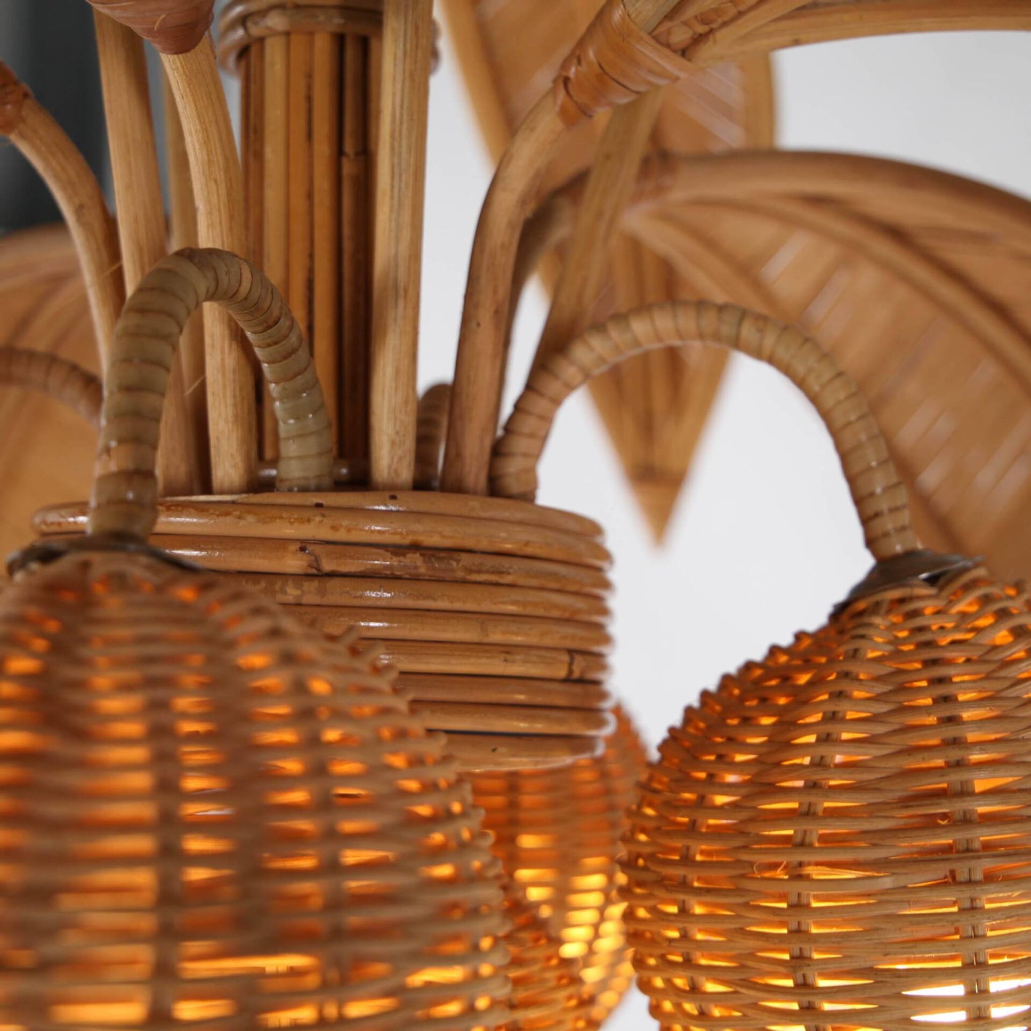 Lustre « cocotier/palmier » en rotin