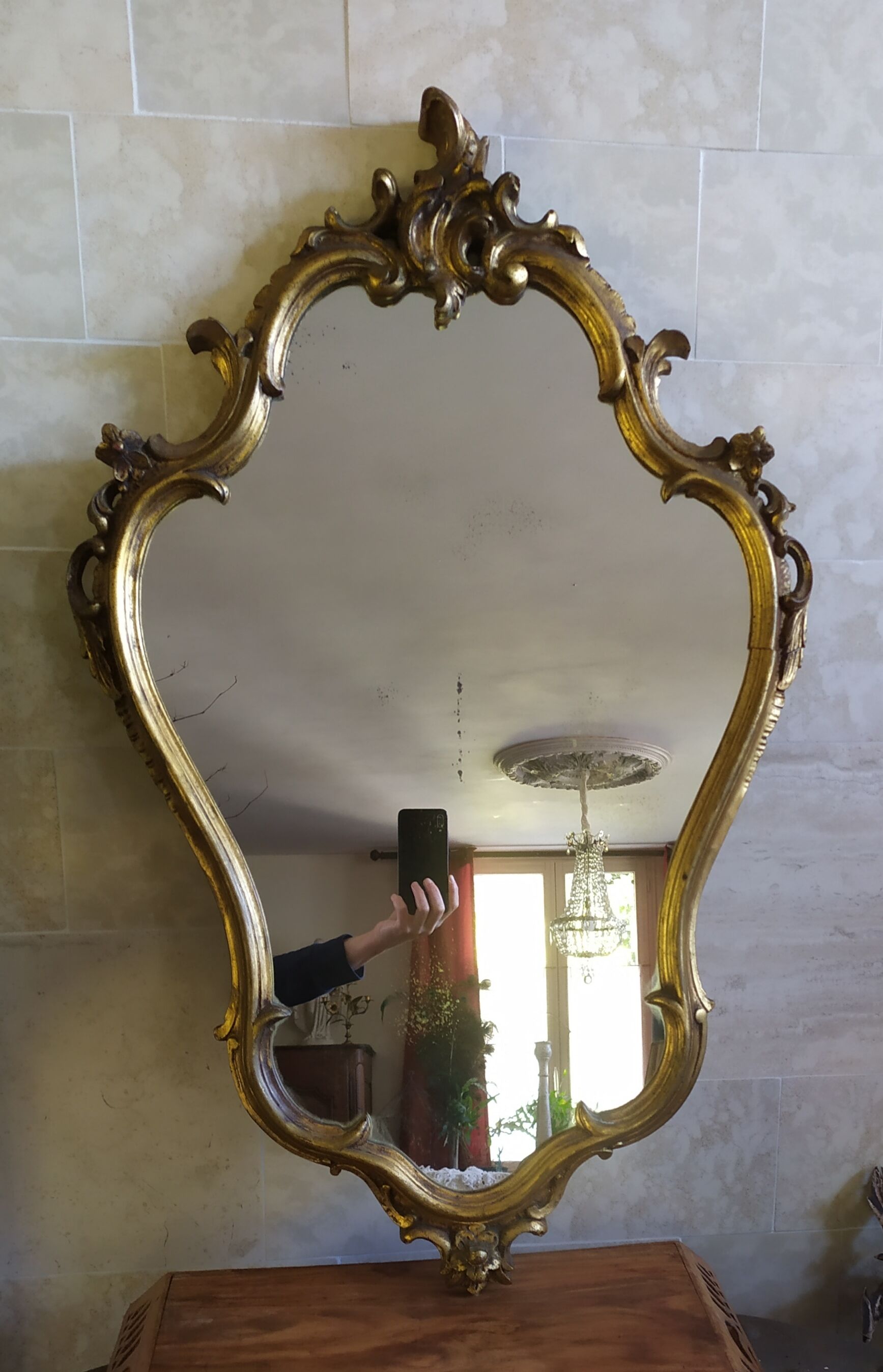 Baroque mirror in gilded wood 87x54cm