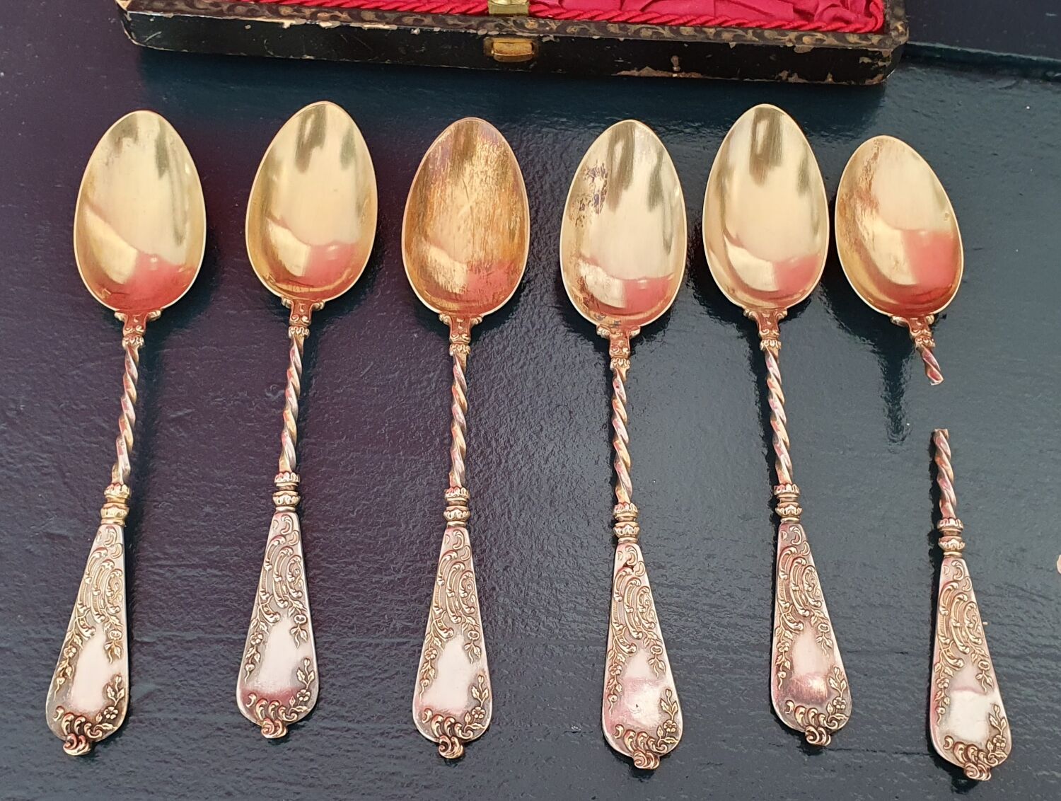 6 silver and vermeil spoons