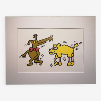 Illustration by Keith Haring - 'Animals' series - 9/12