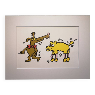 Illustration by Keith Haring - 'Animals' series - 9/12