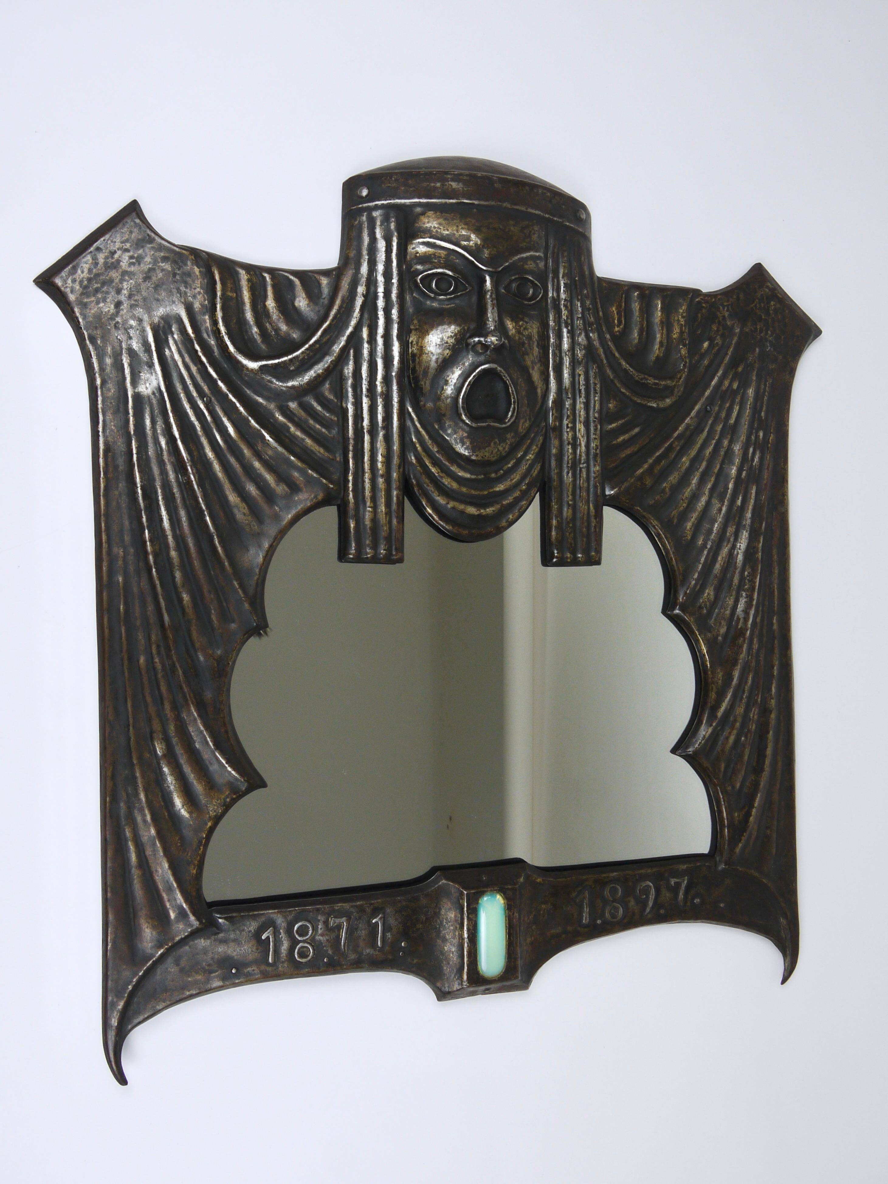 Theatre wall mirror "Tragedy" Vienna Secession Art Nouveau Gustav Klimt, attributed.