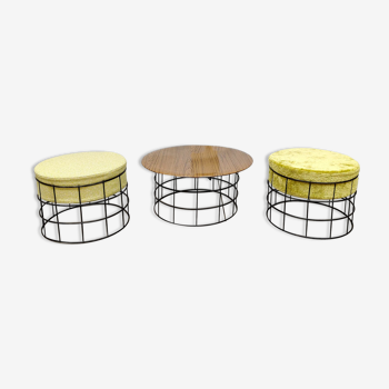 Tabourets et table basse vintage design danois en fil verner panton