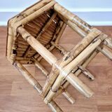 Vintage bamboo stool, plant stand