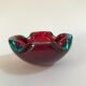 Red and blue ashtray by Flavio Poli for Seguso, in Murano glass 1960