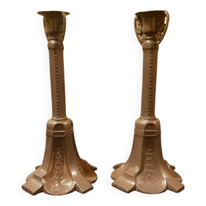 Paire de bougeoirs art