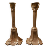 Pair of art deco pewter candlesticks.