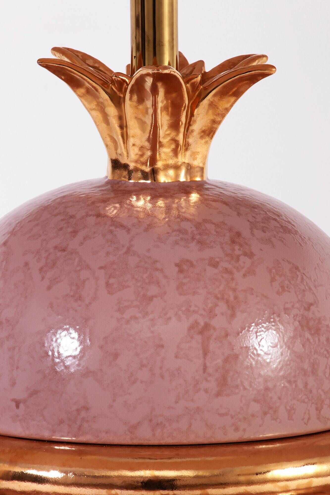 Large Italian Vintage Porcelain Lamp with Gold Detail