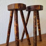 Brutalist wooden stools from the 60s