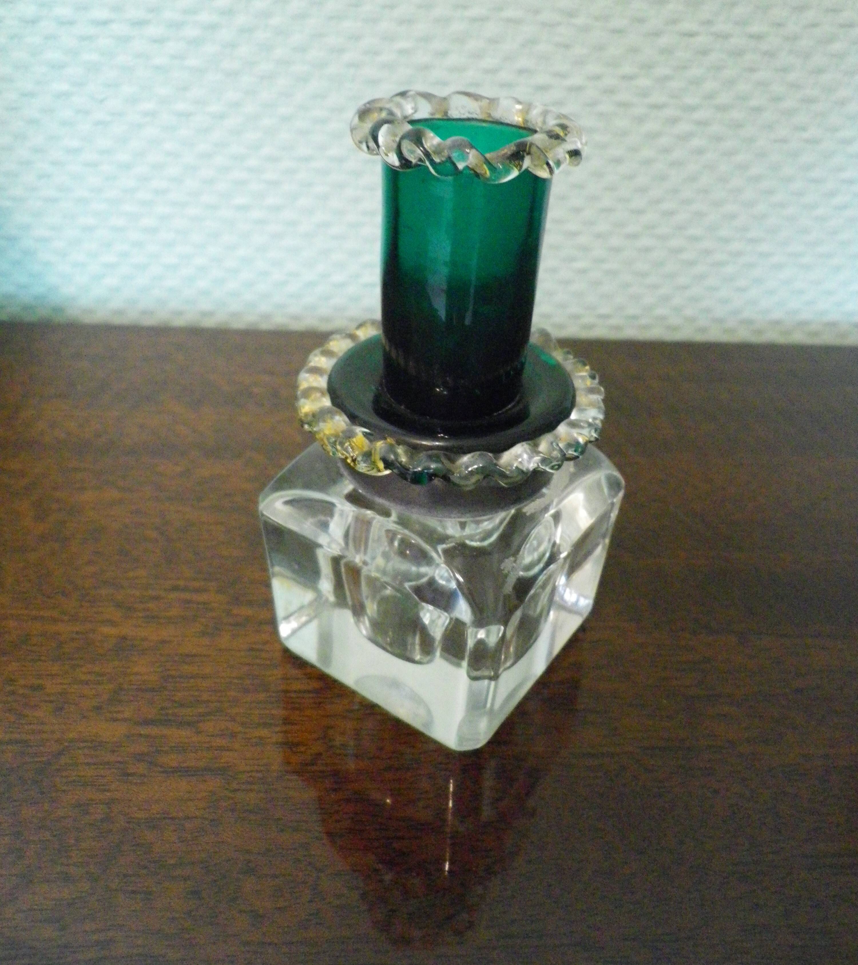 Antique Desk Candlestick from Vallérystal Crystal Factory, 1890s