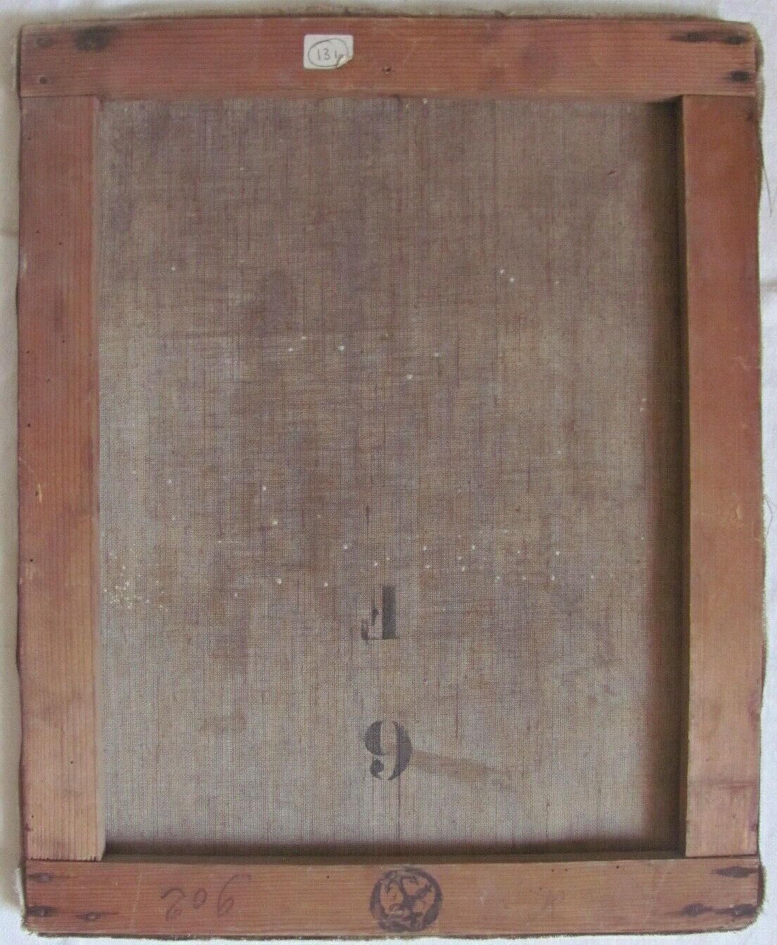 Ancient painting - Lively village street with its bell tower