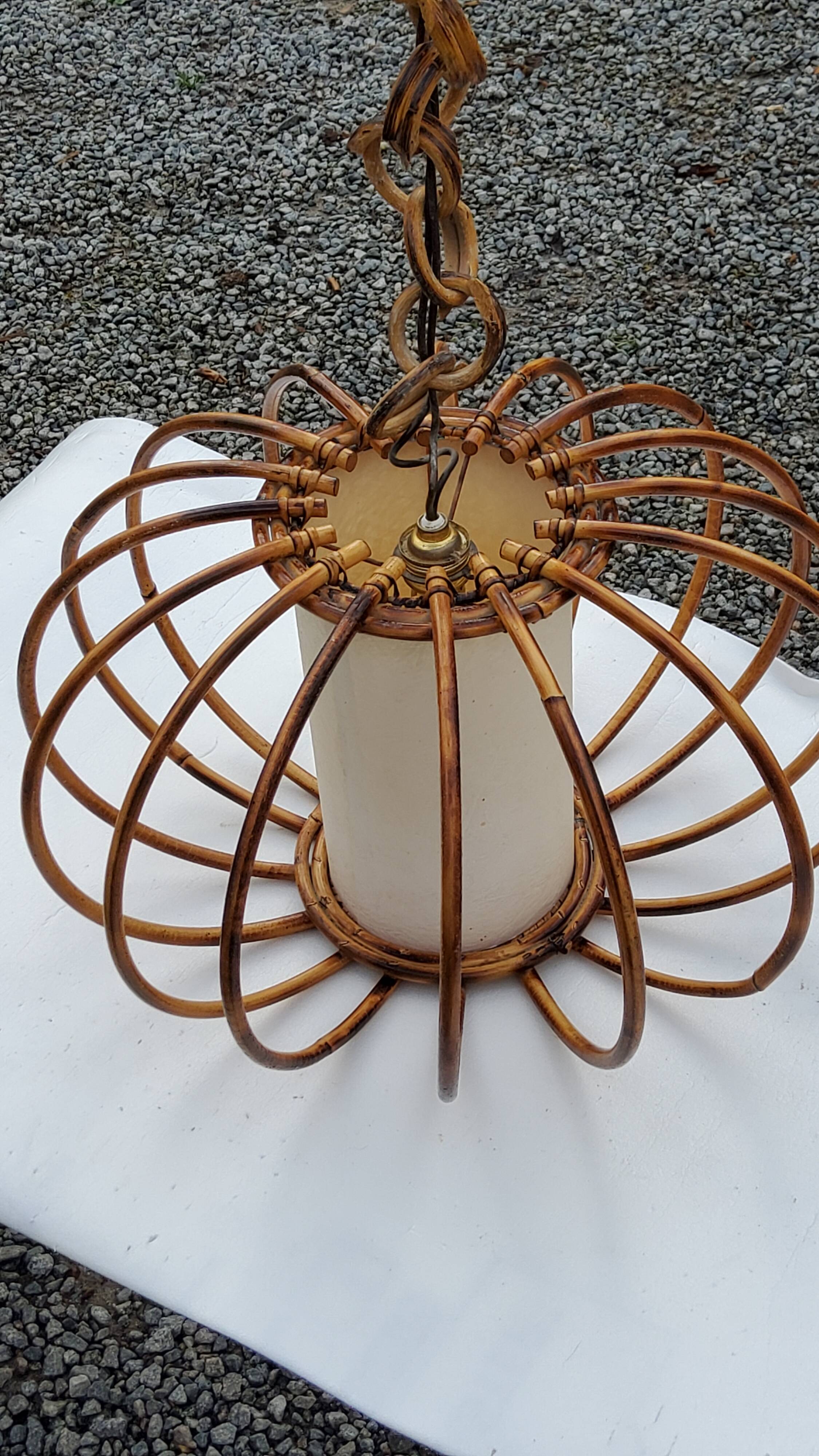 70s rattan pendant light
