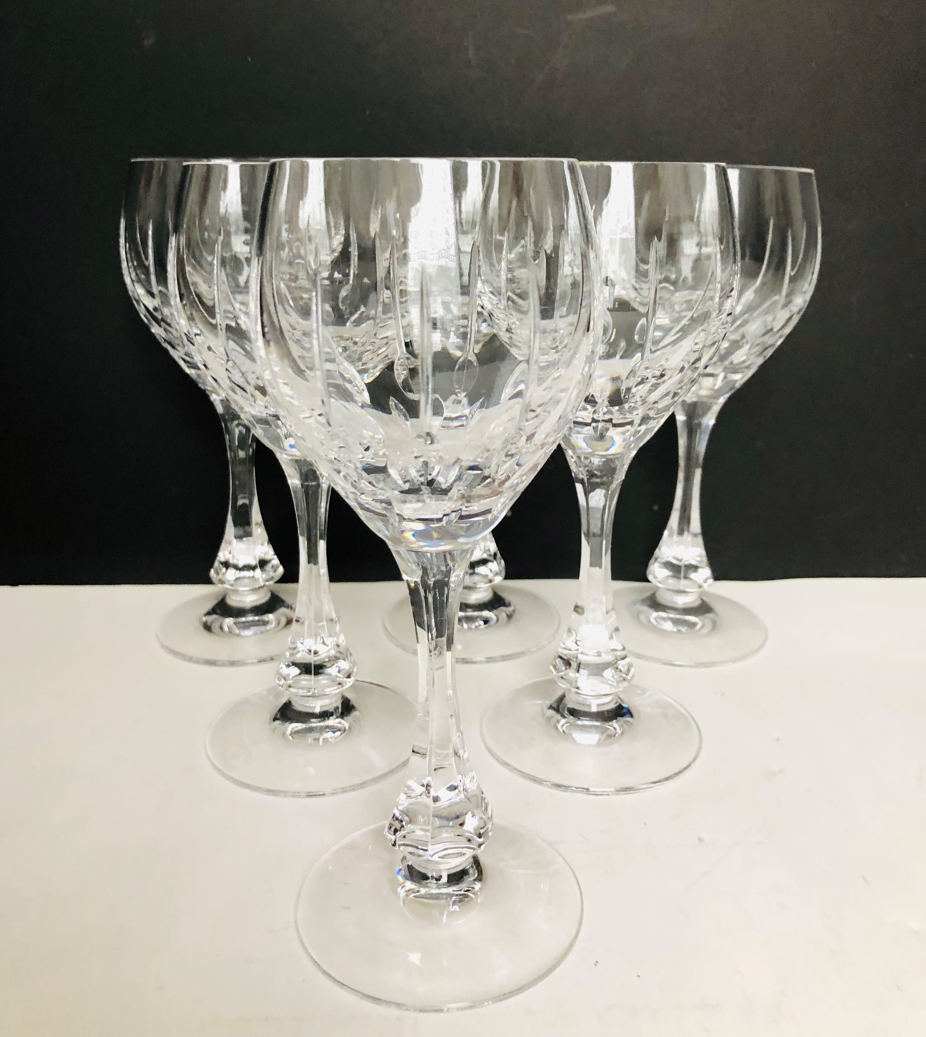 6 Water glasses in cut crystal from Lorraine