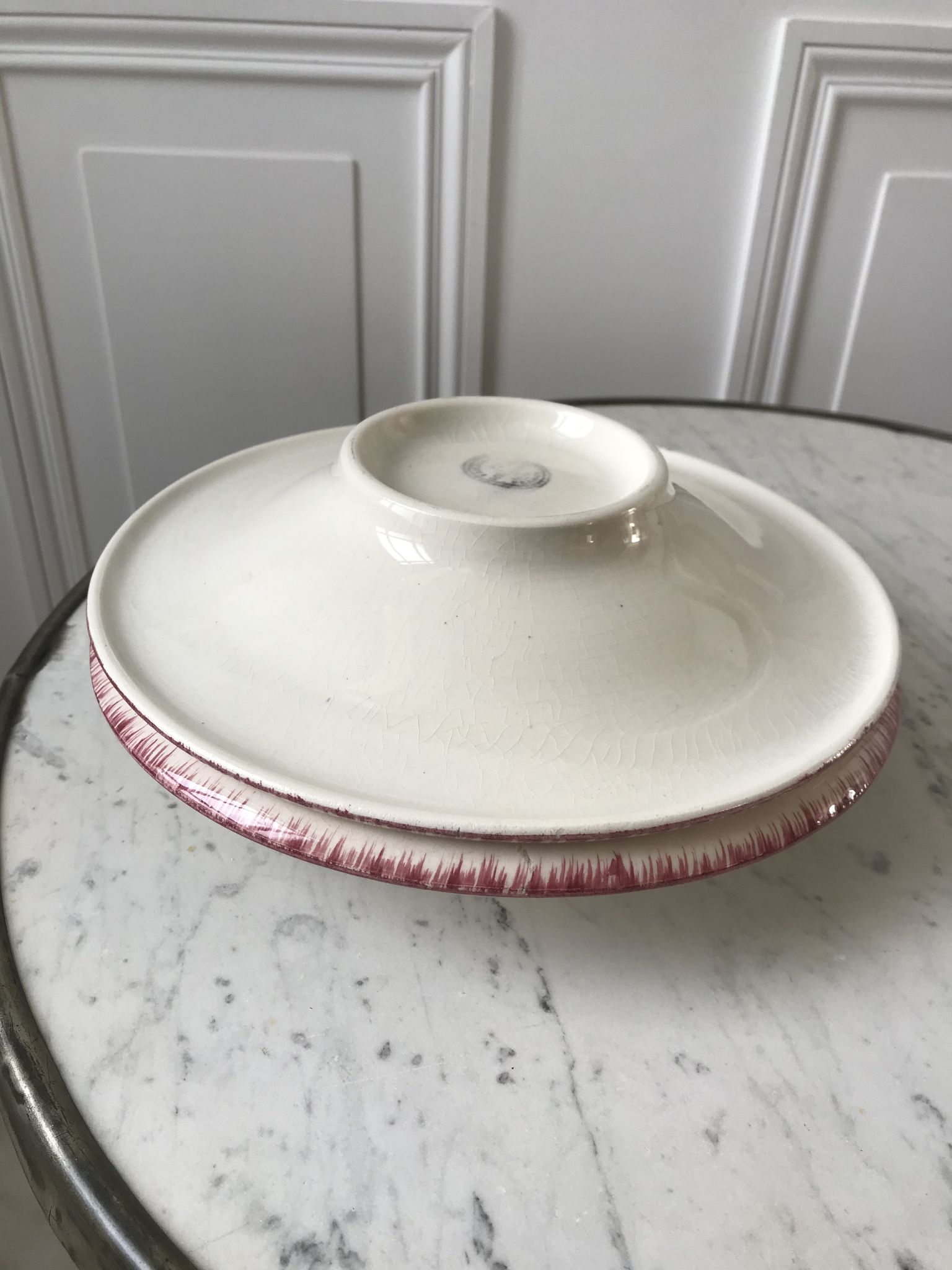 Duo de plats de service longchamp roses années 30-40