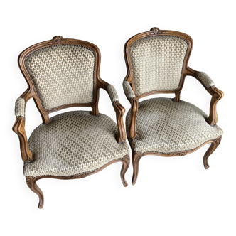 Pair of Louis XV style armchairs